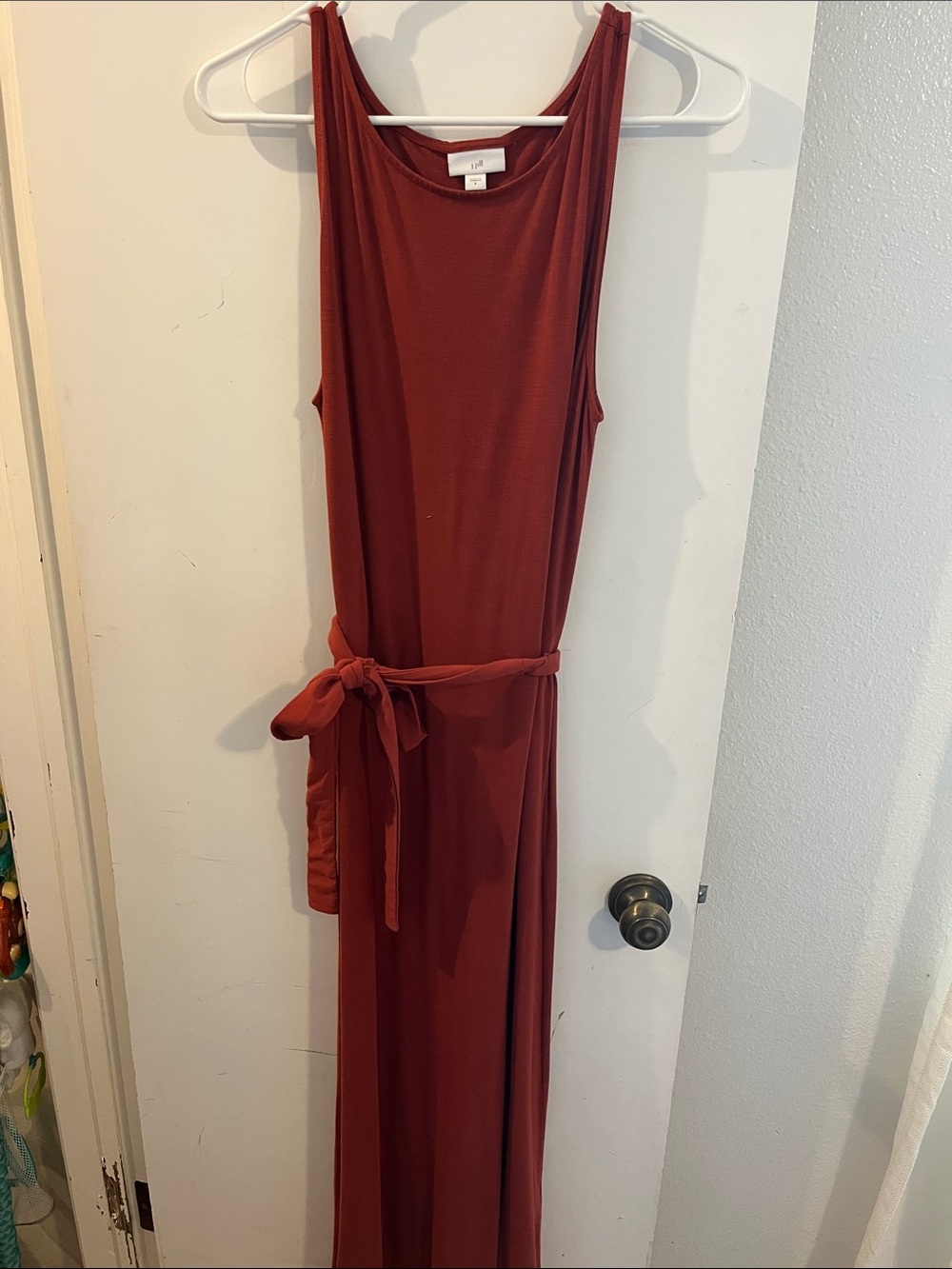 Jjill Rust-Red Sleeveless Belted Maxi Dress